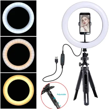 10 inch Ring Light With Tripod Stand For Cell Phone Selfie Live Phone Holder USB 3 Modes LED Light Ring Lamp For Tik Tok Youtube
10 inch Ring Light With Tripod Stand For Cell Phone Selfie Live Phone Holder USB 3 Modes LED Light Ring Lamp For Tik Tok Youtube