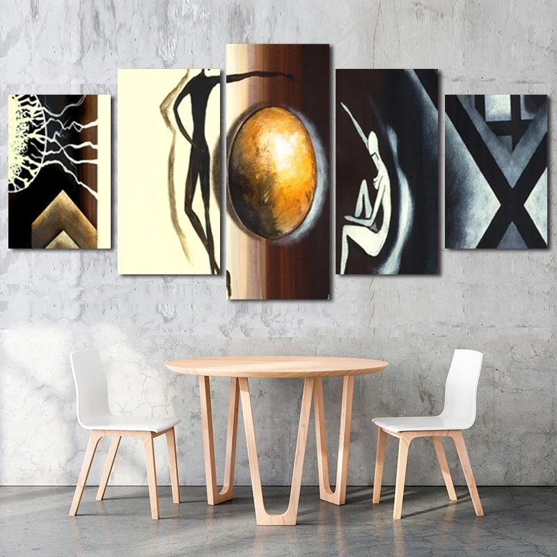 

Brown Sphere Abstract Characters Frameless Five-Piece Art Poster Hd Print Canvas Painting Living Room Home Wall Art Decoration