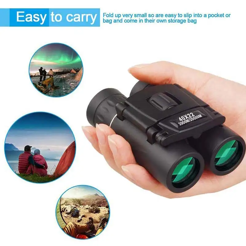 Foldable Mini Telescope 40x22 HD Powerful 2000M Long Range Binoculars BAK4 FMC Optics for Hunting Sports Outdoor Camping Travel
Foldable Mini Telescope 40x22 HD Powerful 2000M Long Range Binoculars BAK4 FMC Optics for Hunting Sports Outdoor Camping Travel