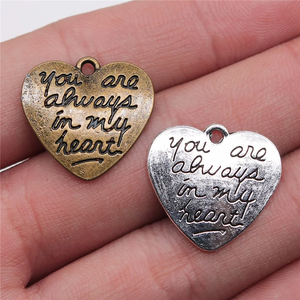 Оптовая продажа, подвески с надписью «You Are Always In My Heart», 100 шт./пакет, 20x21 мм, Подвески ручной работы, аксессуары
Оптовая продажа, подвески с надписью «You Are Always In My Heart», 100 шт./пакет, 20x21 мм, Подвески ручной работы, аксессуары