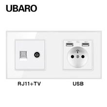 UBARO 172*86mm FR Standard Tempered Glass Panel Wall Socket With RJ45/RJ11/TV/Type C Usb 5V 2A Home Desk Outlet Ac110-250V 16A
UBARO 172*86mm FR Standard Tempered Glass Panel Wall Socket With RJ45/RJ11/TV/Type C Usb 5V 2A Home Desk Outlet Ac110-250V 16A