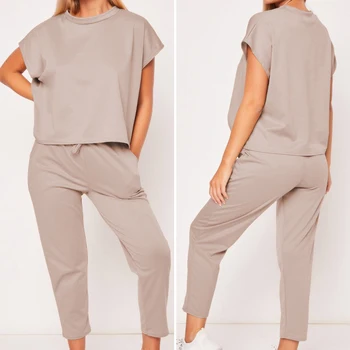 Two Piece Set Women Tracksuit Short Sleeve Corp Top and Ankle Pants Female 2 Piece Outfits Summer 2020 Fashion Solid Pant Sets
Two Piece Set Women Tracksuit Short Sleeve Corp Top and Ankle Pants Female 2 Piece Outfits Summer 2020 Fashion Solid Pant Sets