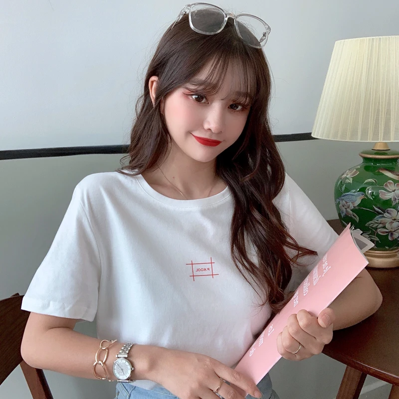Women Short Sleeve T-shirt Printed Lettered Simple Model White T Shirt 2020 Summer Casual Fashion Graphic Tees Women Tops Korean
Women Short Sleeve T-shirt Printed Lettered Simple Model White T Shirt 2020 Summer Casual Fashion Graphic Tees Women Tops Korean