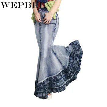 WEPBEL Casual Long Jean Skirts Women's Fashion High Waist Washed Denim Ruffle Fishtail Mermaid Skirts
WEPBEL Casual Long Jean Skirts Women's Fashion High Waist Washed Denim Ruffle Fishtail Mermaid Skirts