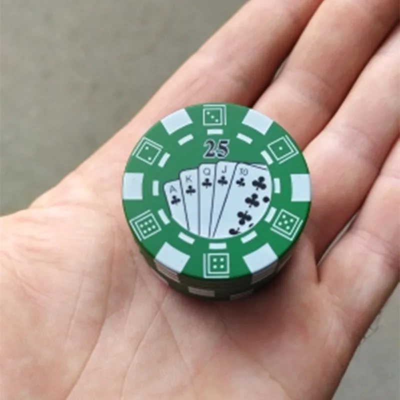 

40mm 3-layer Poker Chip Style Spice Cutter Cigarette Gadget Tobacco Grinder Herb Cutter Smoking Accessories Boyfriend Gift