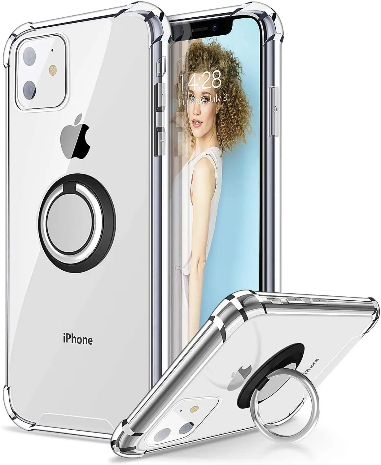 Чехол-накладка для iPhone SE 2 2020 12 13 Mini 11 Pro Max X XR XS 5 6 7 8 Plus магнитный с кольцом на палец