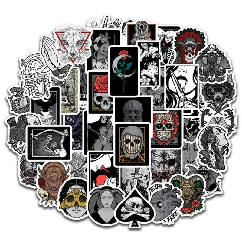 10/30/50PCS Gothic Black and White Horror Skull Graffiti Waterproof Sticker Computer Phone Helmet Decoration Toy Wholesale
10/30/50PCS Gothic Black and White Horror Skull Graffiti Waterproof Sticker Computer Phone Helmet Decoration Toy Wholesale