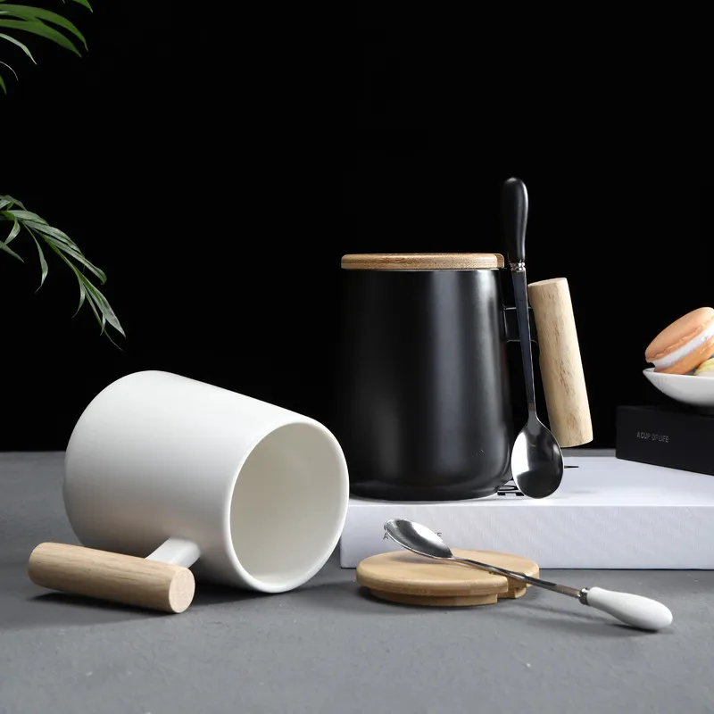 

Creative Nordic Minimalist Ceramic Large Capacity Coffee Mug with Wooden Handle Office Water Tea Cup Milk Mug Gift Drinkware