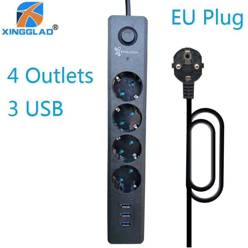 Фото Удлинитель электрический с 3 USB-портами 1 8/3 м медным кабелем | Электроника