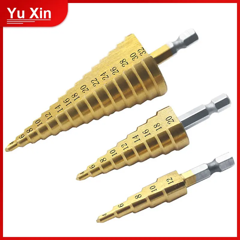 1/3pcs Sheet metal tools Drill Core 4-12/20/32mm 1/4" Hex Titanium Step Cone Drill Bit Hole Cutter Metal Hex Bits
1/3pcs Sheet metal tools Drill Core 4-12/20/32mm 1/4" Hex Titanium Step Cone Drill Bit Hole Cutter Metal Hex Bits