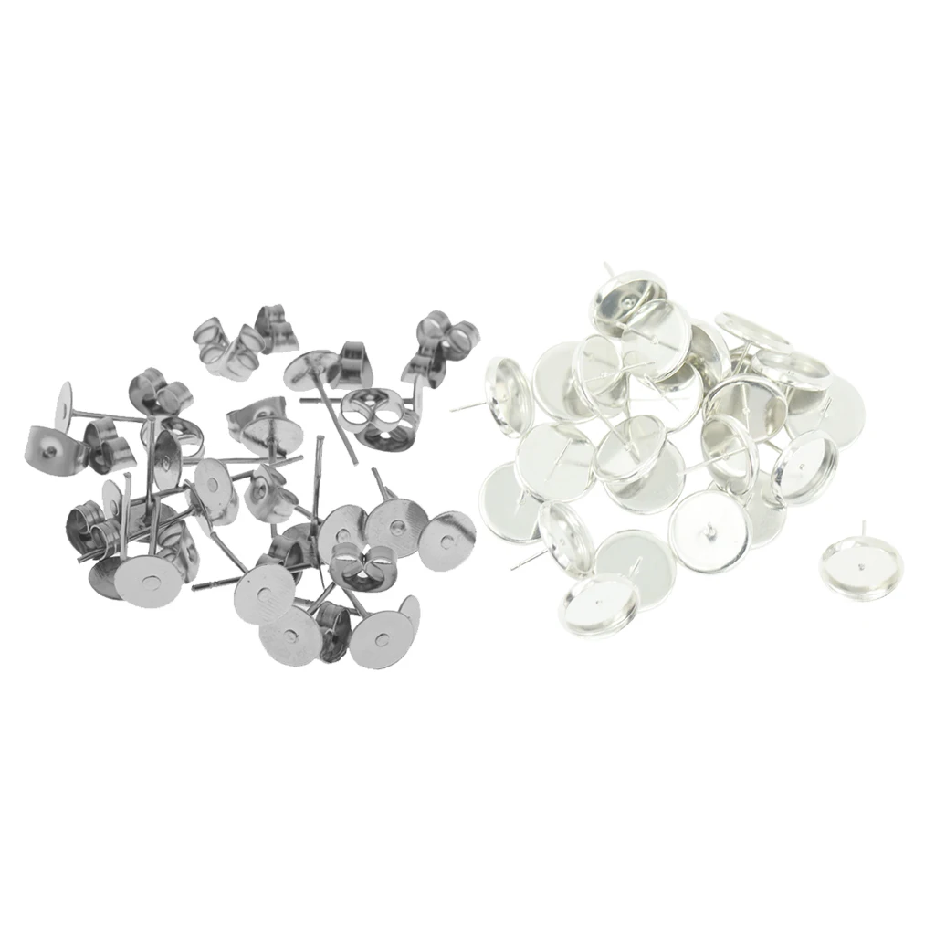 42pair White Pin Flat Earrings Base Equipment Position Nails 42pair White Pin Flat Earrings Base Equipment Position Nails
