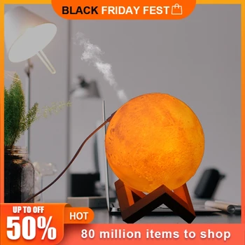 Air Humidifier 3D Printing Moon Lamp Humidifier Air Purifier Night Light Mist Maker Aroma Essential Oil USB Ultrasonic
