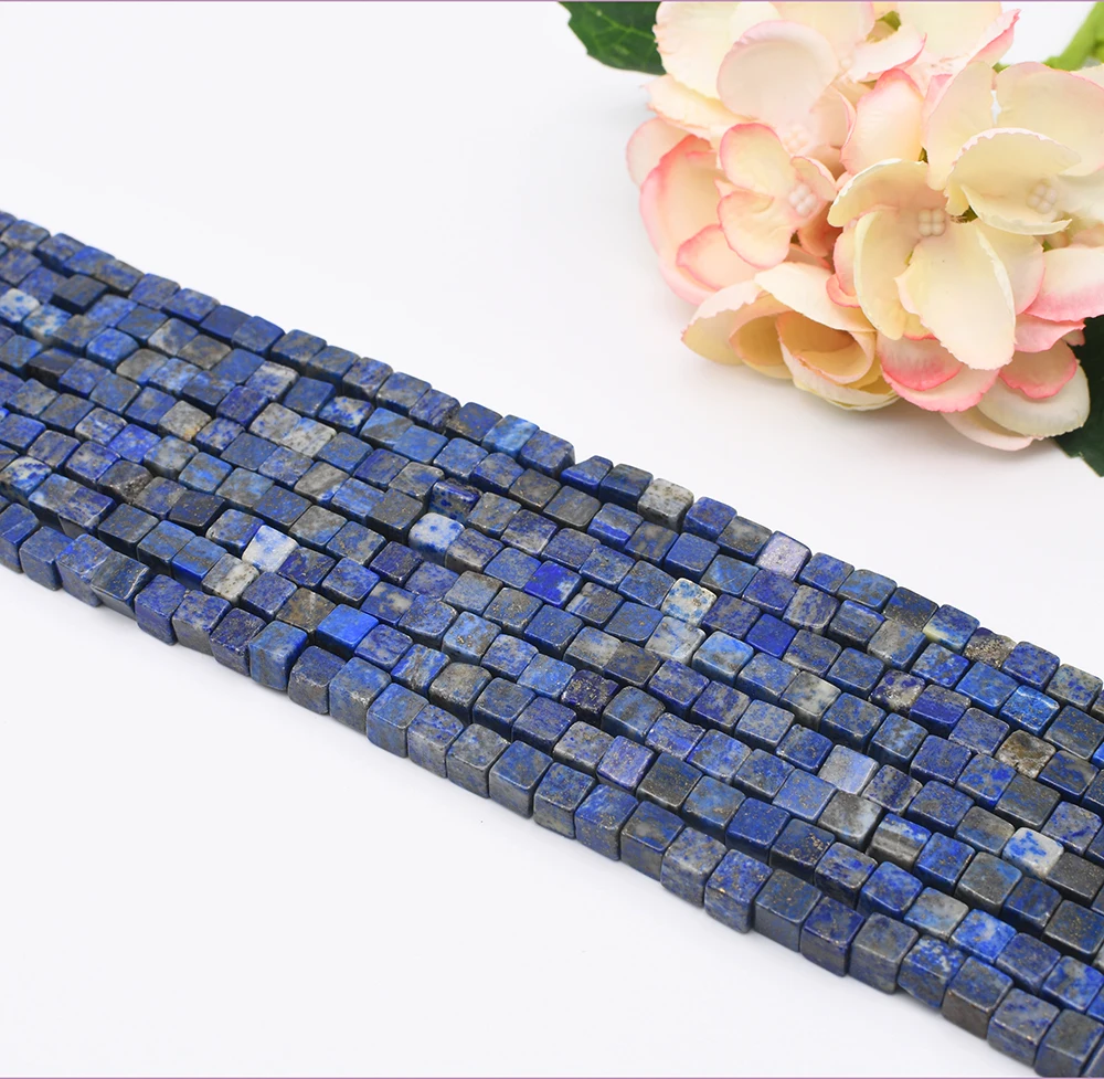 

8mm Natural Smooth Original Lapis Lazuli Square Stone Beads For DIY necklace bracelet jewelry make 15 "free delivery