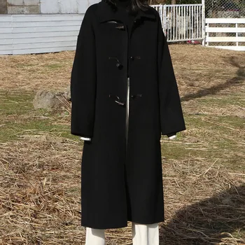 Ladies Long Overcoat Horn Button College Preppy Style Woolen Coat Women Autumn Winter Thick Straight Solid Color Wool Blends
Ladies Long Overcoat Horn Button College Preppy Style Woolen Coat Women Autumn Winter Thick Straight Solid Color Wool Blends