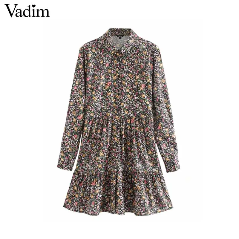 Vadim women elegant floral print shirt dress long sleeve turn down collar basic female sweet casual mini dresses vestidos QD168
Vadim women elegant floral print shirt dress long sleeve turn down collar basic female sweet casual mini dresses vestidos QD168