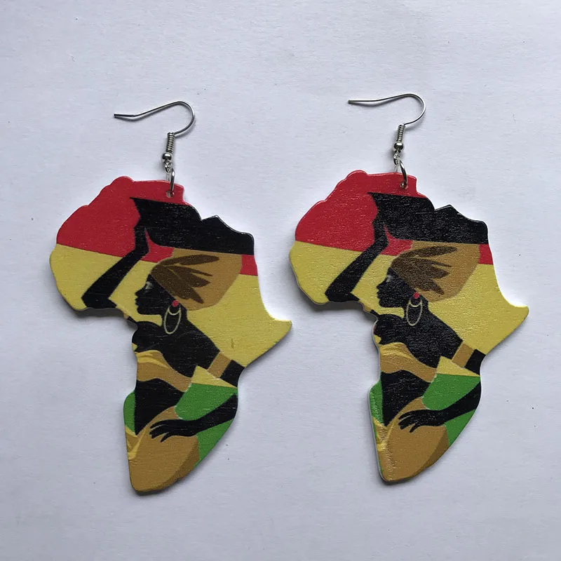 Africa Map Wood African Black Africa Queen Afro Earrings Vintage Hiphop Party Club Jewelry Wooden Diy Accessories Earring 6 Africa Map Wood African Black Africa Queen Afro Earrings Vintage Hiphop Party Club Jewelry Wooden Diy Accessories Earring