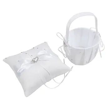 2 Heart Rhinestones Ivory Satin Flower Girl Basket and Ring Pillow Set bleach
2 Heart Rhinestones Ivory Satin Flower Girl Basket and Ring Pillow Set bleach