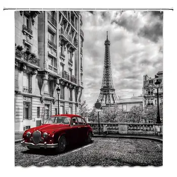 Eiffel Tower Shower Curtain Red Car Vintage Paris Bathroom Curtain Decor Waterproof Machine Washable with Hooks
Eiffel Tower Shower Curtain Red Car Vintage Paris Bathroom Curtain Decor Waterproof Machine Washable with Hooks