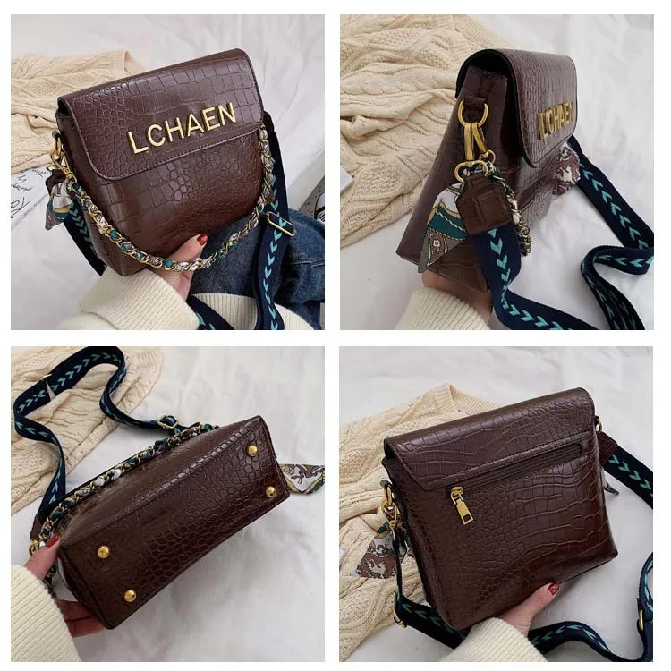 2019 Autumn & Winter New Style WOMEN'S Bag Simple British Style Flip Square Bag Crocodile Pattern Silk Scarf Decoration
2019 Autumn & Winter New Style WOMEN'S Bag Simple British Style Flip Square Bag Crocodile Pattern Silk Scarf Decoration