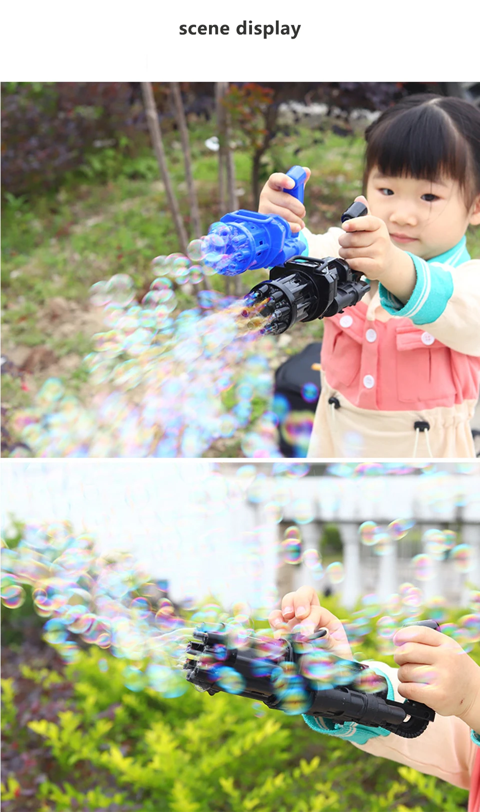 Kids Toy Automatic Bubble Gun Toy Baby Bath Toy Gun Gatling Bubble Machine 2 in 1 Electric Bubble Machine For Children Gift Toys