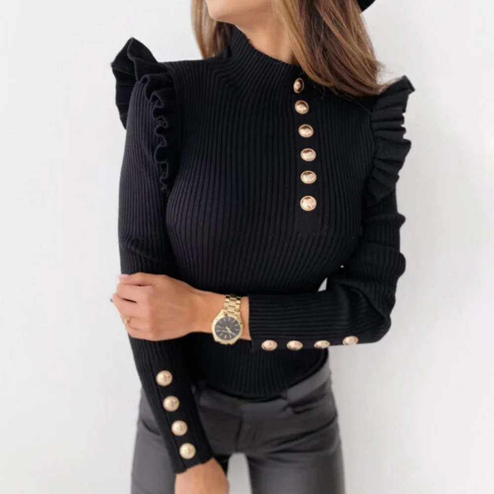 Laamei 2020 Knitted Sweater Women Winter Fall Basic Knitted Pullovers Turtleneck Sweaters Basic Outwear Ruffles Tops Jumper
Laamei 2020 Knitted Sweater Women Winter Fall Basic Knitted Pullovers Turtleneck Sweaters Basic Outwear Ruffles Tops Jumper