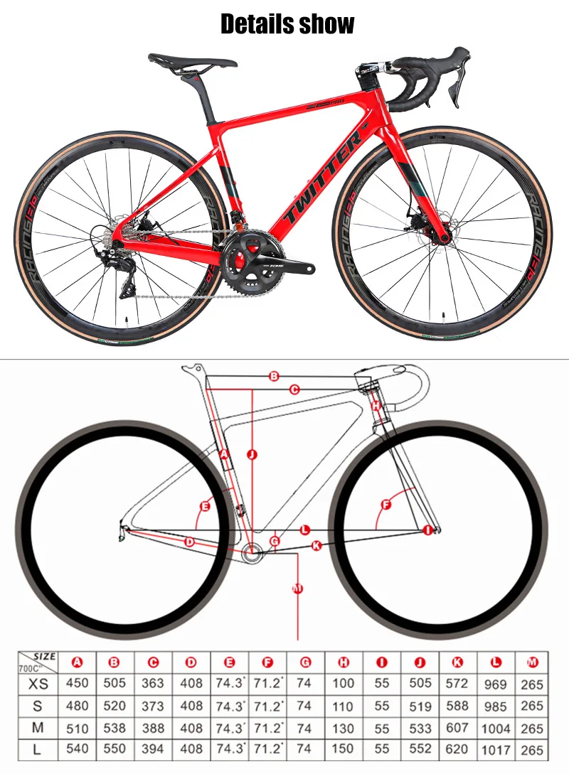 TWITTER 2020 new arrival 700c Full Carbon Road Bike complete Disc Brake hidden cables 105 groupset 22 Speed Gravel Road Bicycle