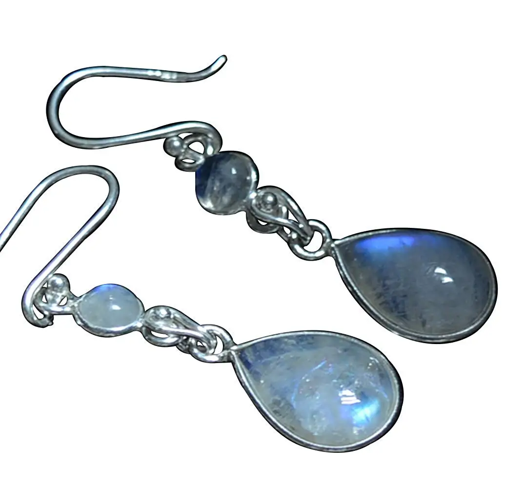 Оригинальные серьги из стерлингового серебра 925 пробы с голубым огненным лунным