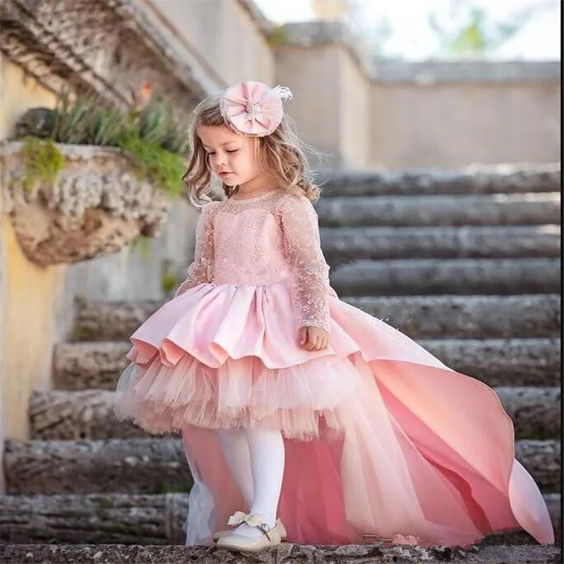 Милые Розовые Платья с цветочным принтом для девочек платья на свадьбу длинными