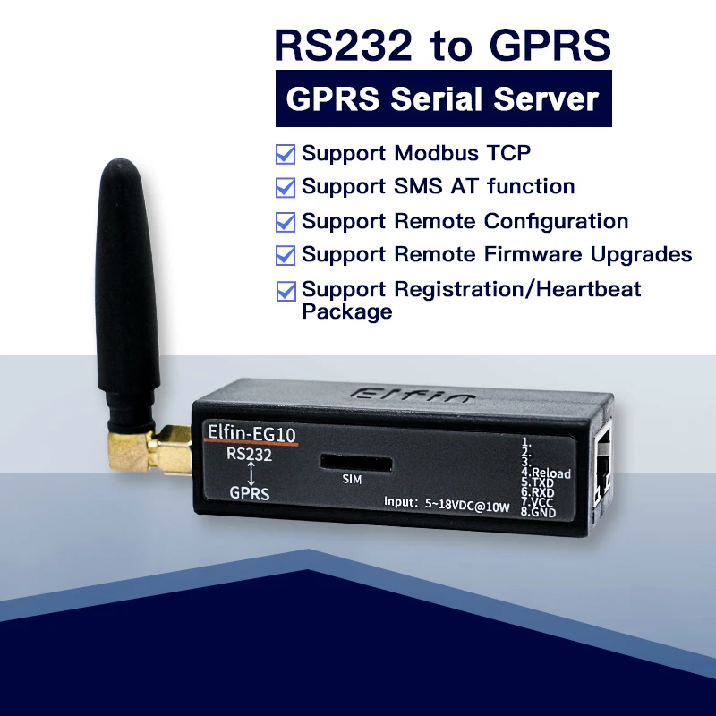 HF Smallest Elfin-EG10 Serial Port Device Connect to Network Modbus TPC IP Function RJ45 RS232 to GSM GPRS Serial Server
HF Smallest Elfin-EG10 Serial Port Device Connect to Network Modbus TPC IP Function RJ45 RS232 to GSM GPRS Serial Server