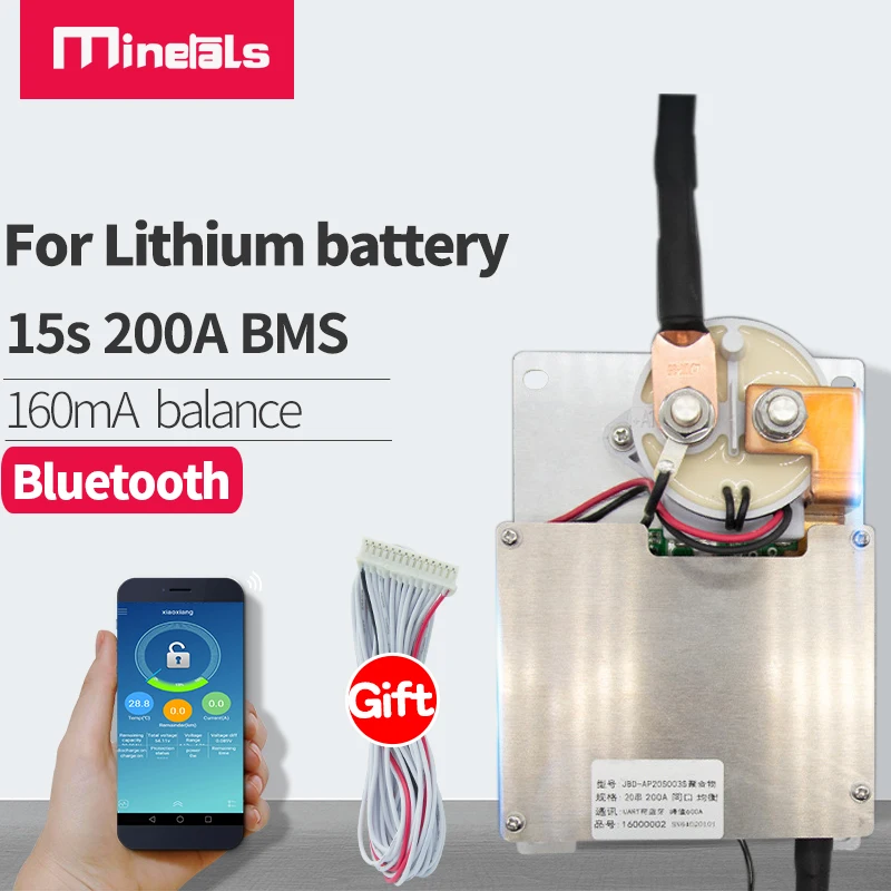 15s bms Встроенная bluetooth 200 А 48 В lifepo4 аксессуар защитная плата с сбалансированным