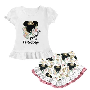 Sweet girls summer lace outfits with cartoon pattern boutique short sets for girls
Sweet girls summer lace outfits with cartoon pattern boutique short sets for girls