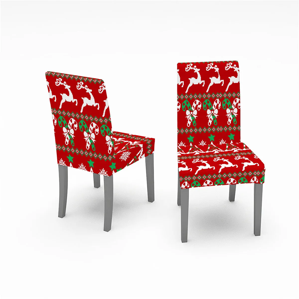 Housse de chaise de salle à manger, couvre-siège de cuisine amovible, élastique, extensible, motif de cerf et d'arbre imprimé, de noël, 4/6 pièces Housse de chaise de salle à manger, couvre-siège de cuisine amovible, élastique, extensible, motif de cerf et d'arbre imprimé, de noël, 4/6 pièces