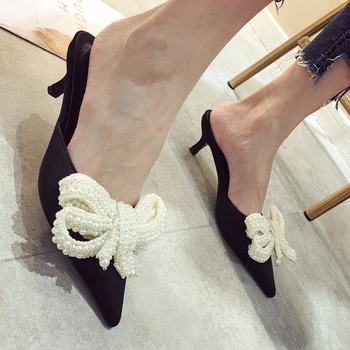 Bowtie Woman Slippers Rhinestones Female Thin Heels Ladies Elegant Pointed Toe Shoes Women's Fashion Party Footwear 2020 Summer
Bowtie Woman Slippers Rhinestones Female Thin Heels Ladies Elegant Pointed Toe Shoes Women's Fashion Party Footwear 2020 Summer