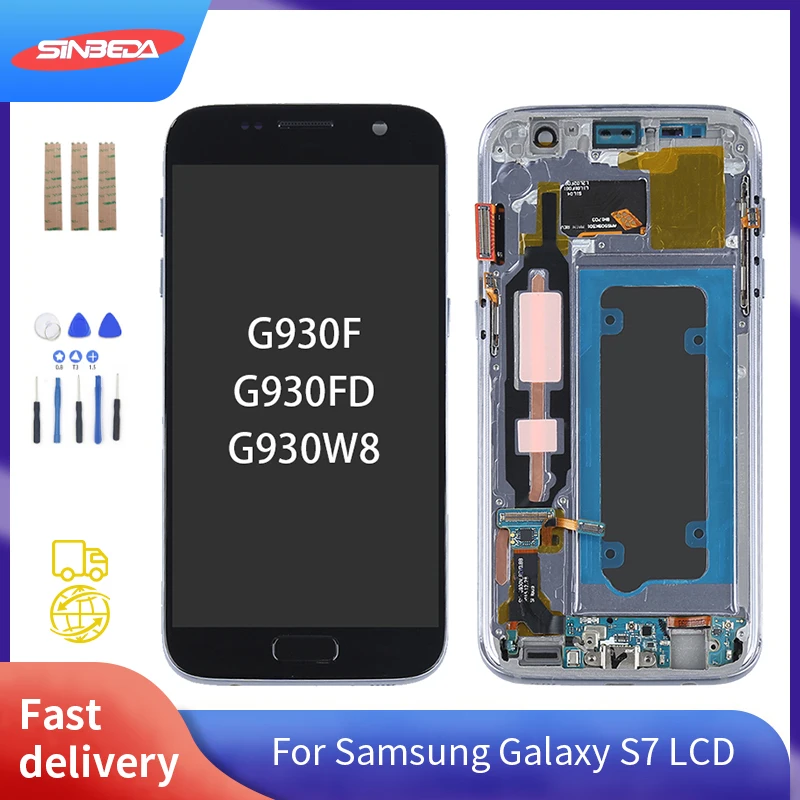 5 1 "Super AMOLED для Samsung Galaxy S7 G930 G930F ЖК-дисплей сенсорный экран дигитайзер с рамкой