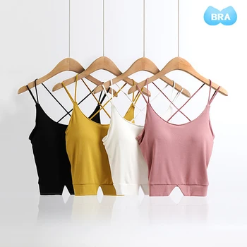 Women Tank Crop Top Seamless Underwear Female Crop Tops Sexy Cross Strap Lingerie Chest pad Push up Camisole Femme Fashion
Women Tank Crop Top Seamless Underwear Female Crop Tops Sexy Cross Strap Lingerie Chest pad Push up Camisole Femme Fashion