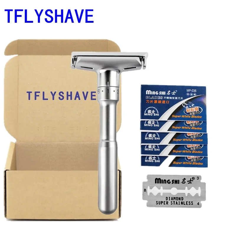 TFLYSHAVE Adjustable Safety Razor for Man Double Shaving Razor Classic Safety Razor Mingshi Shaver Razor Blades with 5 Blades
TFLYSHAVE Adjustable Safety Razor for Man Double Shaving Razor Classic Safety Razor Mingshi Shaver Razor Blades with 5 Blades
