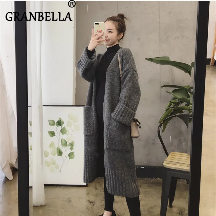 2019 Winter Long Sleeve Loose Knitted Sweater Coat V-Neck Solid Color Large Size Women Cardigan Casual Elegant Coats With Pocket
2019 Winter Long Sleeve Loose Knitted Sweater Coat V-Neck Solid Color Large Size Women Cardigan Casual Elegant Coats With Pocket