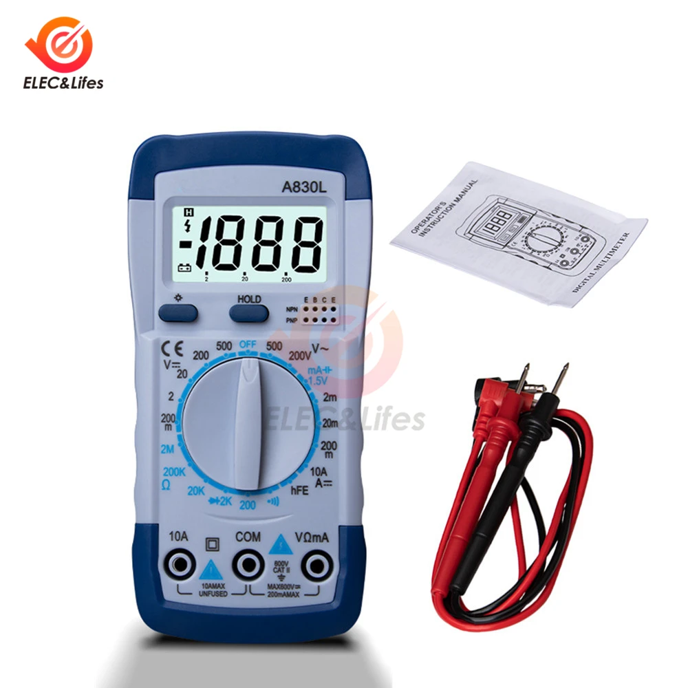 Handheld High precision Multimeter A830L AC/DC Voltage Current Tester LCD Digital multimeter Diode resistance capacitance meter
Handheld High precision Multimeter A830L AC/DC Voltage Current Tester LCD Digital multimeter Diode resistance capacitance meter