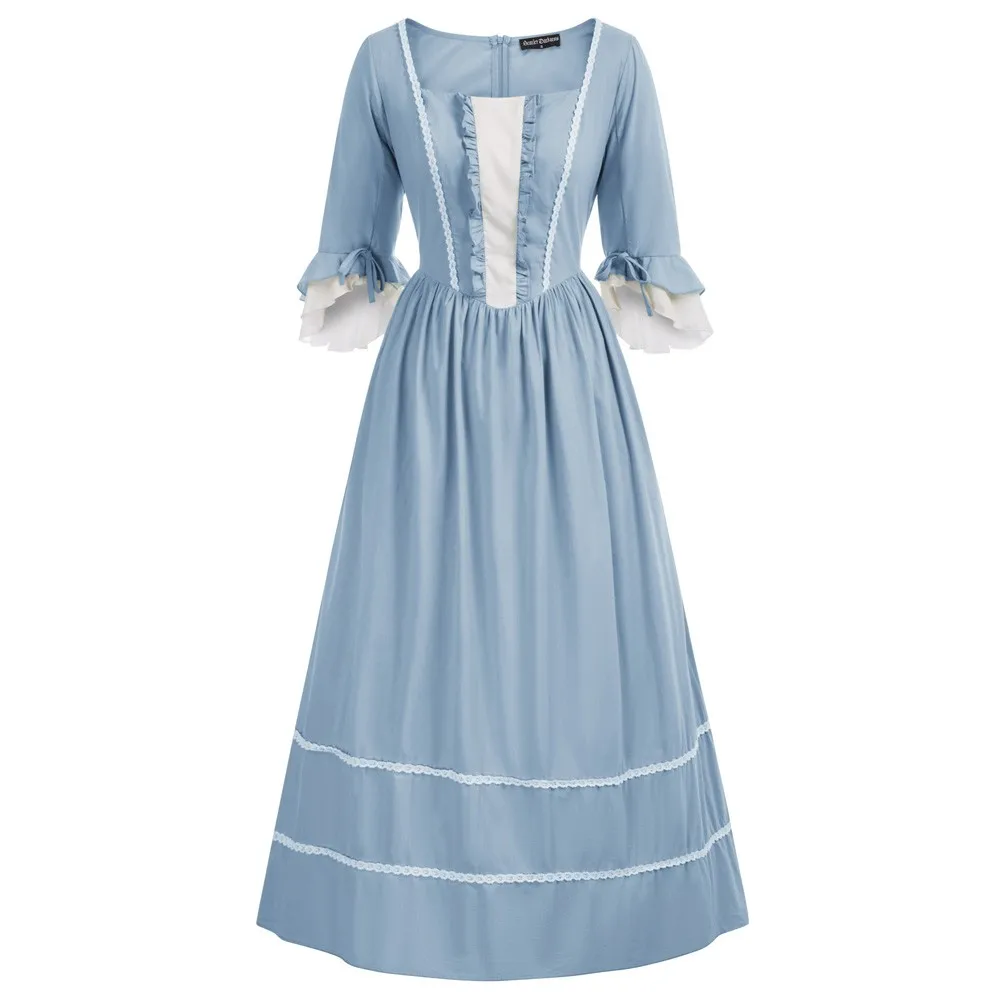 SD Women Renaissance Contrast Color Dress 3/4 Sleeve Square Neck Dress Pioneer Colonial Costume V Neck Prairie Civil War Dresses
SD Women Renaissance Contrast Color Dress 3/4 Sleeve Square Neck Dress Pioneer Colonial Costume V Neck Prairie Civil War Dresses
