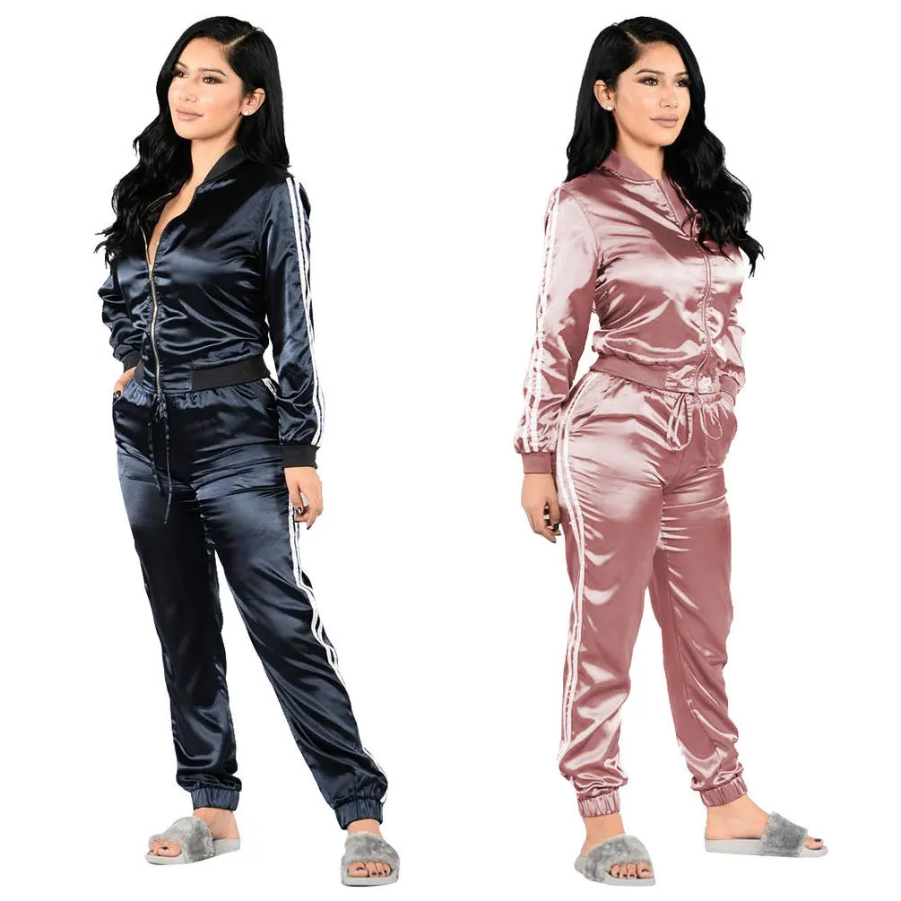Фото Pink Black 2020 New Design Fashion Hot Sale Suit Set Women Tracksuit Two-piece Style Outfit Sweatshirt Sport Wear | Женские костюмы