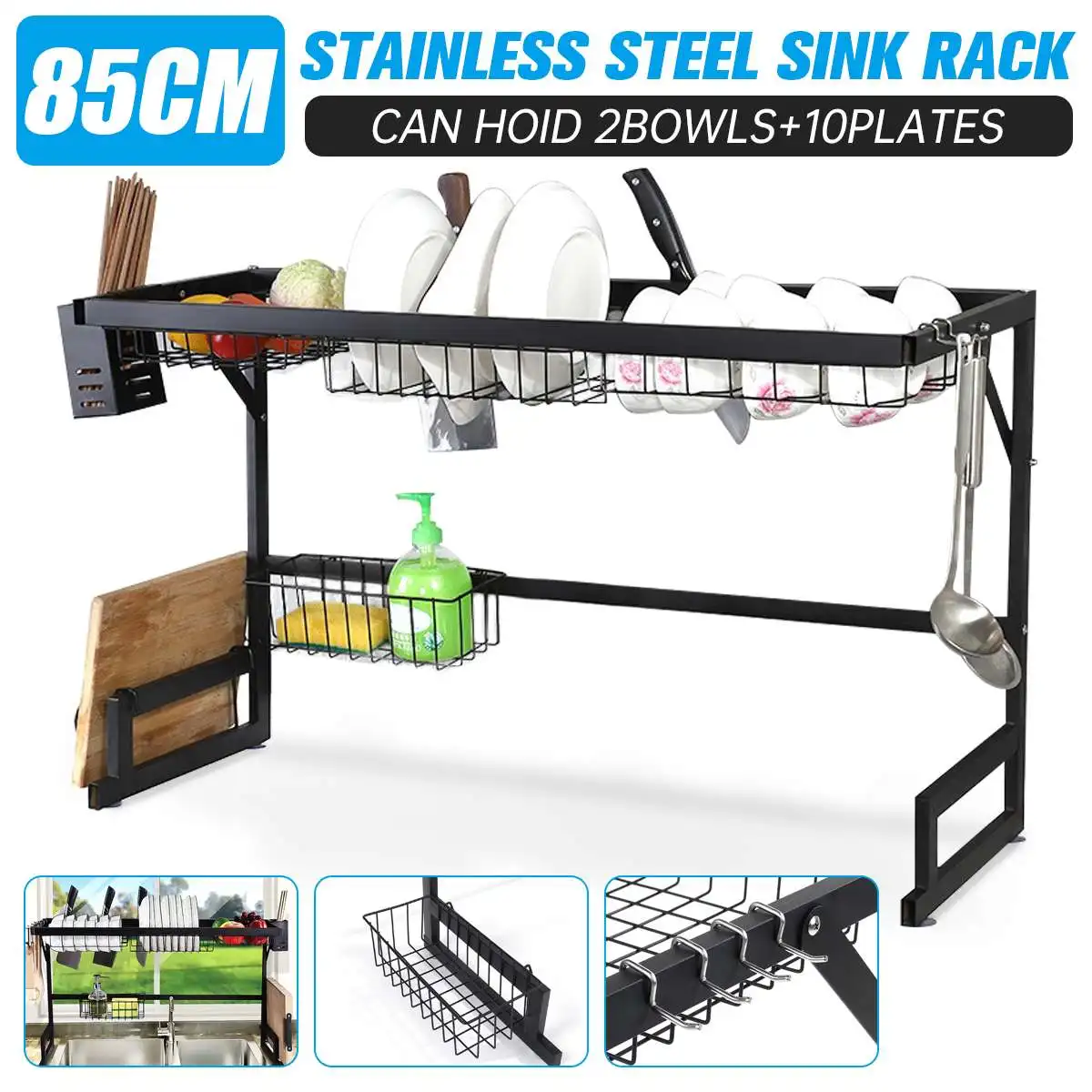 Stainless Steel Kitchen Shelf Organizer Over The Sink Dishes Drying Rack Holder Draining Shelf Storage Organizer Cutlery Rack
Stainless Steel Kitchen Shelf Organizer Over The Sink Dishes Drying Rack Holder Draining Shelf Storage Organizer Cutlery Rack