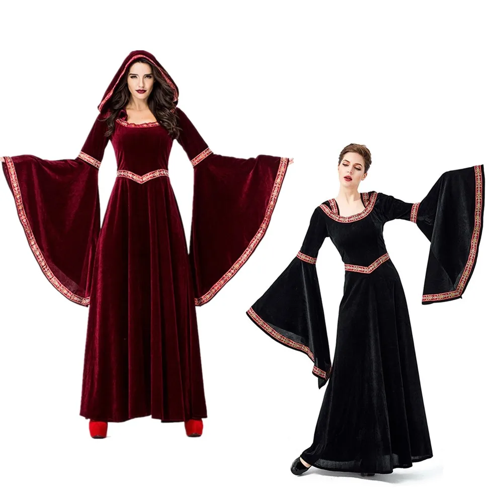 Halloween Scary Queen Vampire Costume Retro Court Dress Medieval Victorian Masquerade Velvet Cosplay Vintage Hooded Gown
Halloween Scary Queen Vampire Costume Retro Court Dress Medieval Victorian Masquerade Velvet Cosplay Vintage Hooded Gown