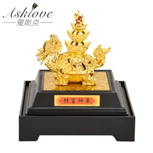 Ouro dragão tartaruga estátua escultura 24k folha de ouro fengshui ornamento sorte fortuna coletar riqueza tartaruga decoração do escritório em casa artesanato(China)