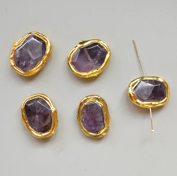 Nature amethysts Irregular connector charm with gold electroplated edges for jewelry making
Nature amethysts Irregular connector charm with gold electroplated edges for jewelry making