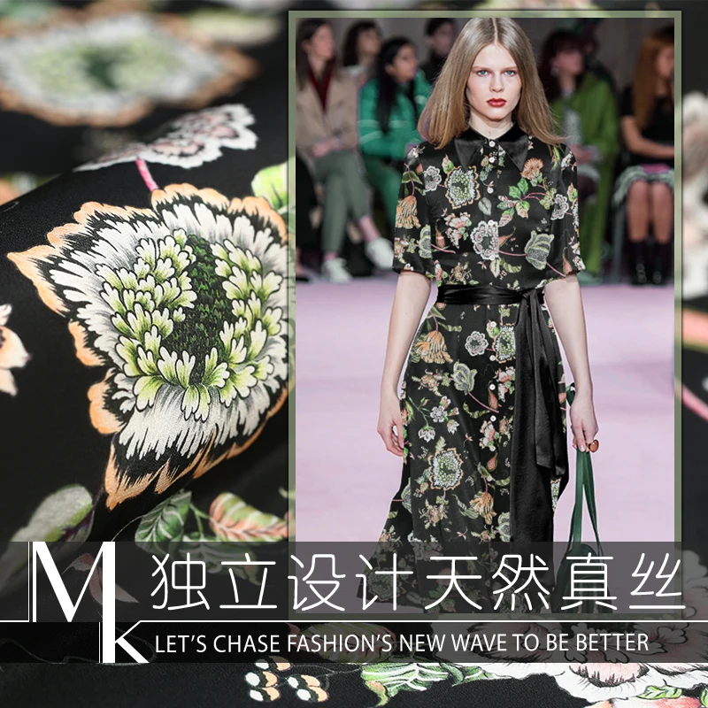 19 Spring Summer New 100% Silk Stain Fabric For Women Dress Black-bottom Green Peony digital print Cloth DIY Sewing FreeShipping
19 Spring Summer New 100% Silk Stain Fabric For Women Dress Black-bottom Green Peony digital print Cloth DIY Sewing FreeShipping