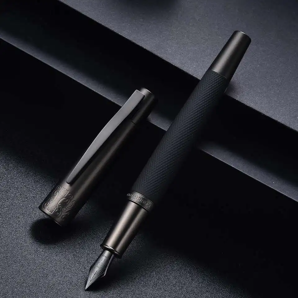 Hongdian 6013 Black Metal Fountain Pen Titanium Black Fine Nib Gun Black Cap Clip Excellent Writing Gift for Business Office
Hongdian 6013 Black Metal Fountain Pen Titanium Black Fine Nib Gun Black Cap Clip Excellent Writing Gift for Business Office