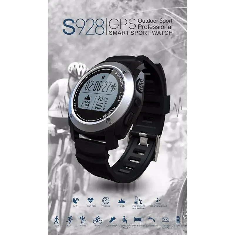 S928 GPS Smart Watch GPS Activity Tracker Professional Outdoor Sports Watch IP68 Waterproof Heart Rate Monitor Smartwatch
S928 GPS Smart Watch GPS Activity Tracker Professional Outdoor Sports Watch IP68 Waterproof Heart Rate Monitor Smartwatch