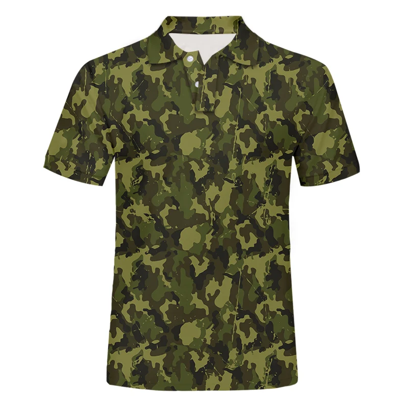 

OGKB Men’s 3D Print Camouflage Shirt Short Sleeve Polo T Shirt Casual Streetwear Outdoor Camo Polos Oversize Wholesale Clothing