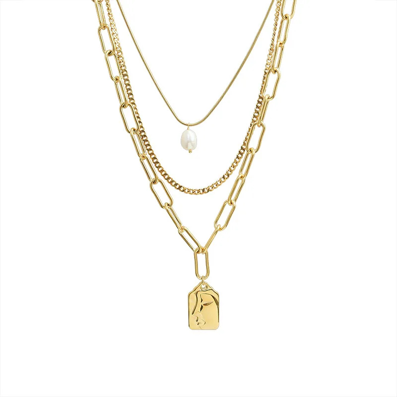 Hongcheng Jewellery Female Multi-Layer Necklace Pearl Titanium Steel Pendant Gold Plated Mixed Clavicle Chain Fashion Jewelry
Hongcheng Jewellery Female Multi-Layer Necklace Pearl Titanium Steel Pendant Gold Plated Mixed Clavicle Chain Fashion Jewelry