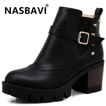 2019 new Fashion wild Women's Boots round head metal Buckle rivet High Heel thick Platform Boots Retro hollow women Ankle Boots 
2019 new Fashion wild Women's Boots round head metal Buckle rivet High Heel thick Platform Boots Retro hollow women Ankle Boots